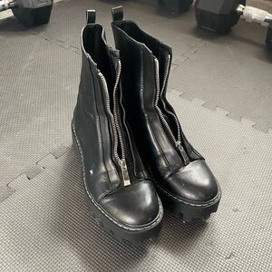Zara Black Combat Boots with Silver Zippers
